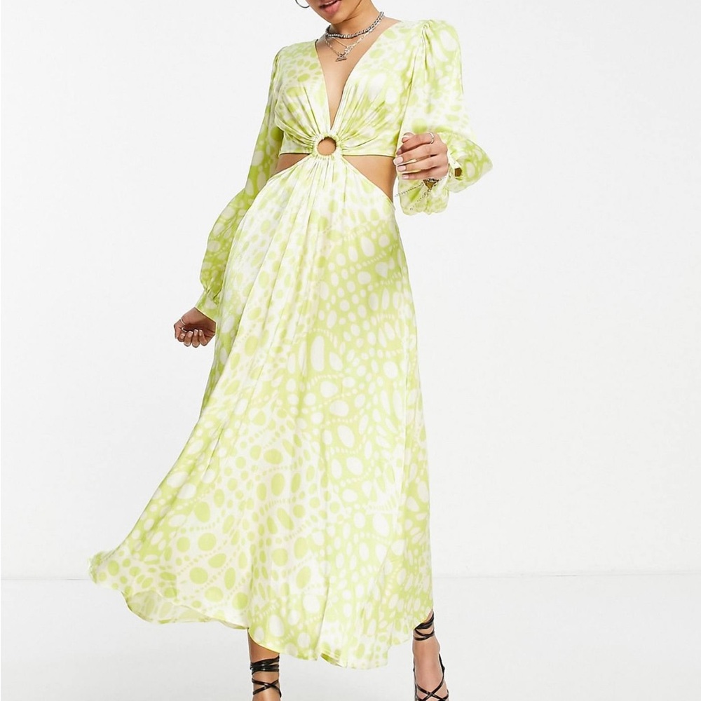 Chic Lime Green Patterned Maxi Dress